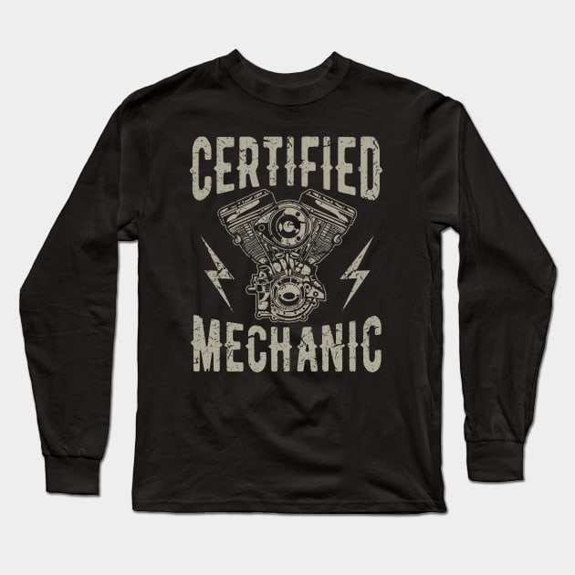 Certified Motor Mechanic Long Sleeve T-Shirt by JakeRhodes